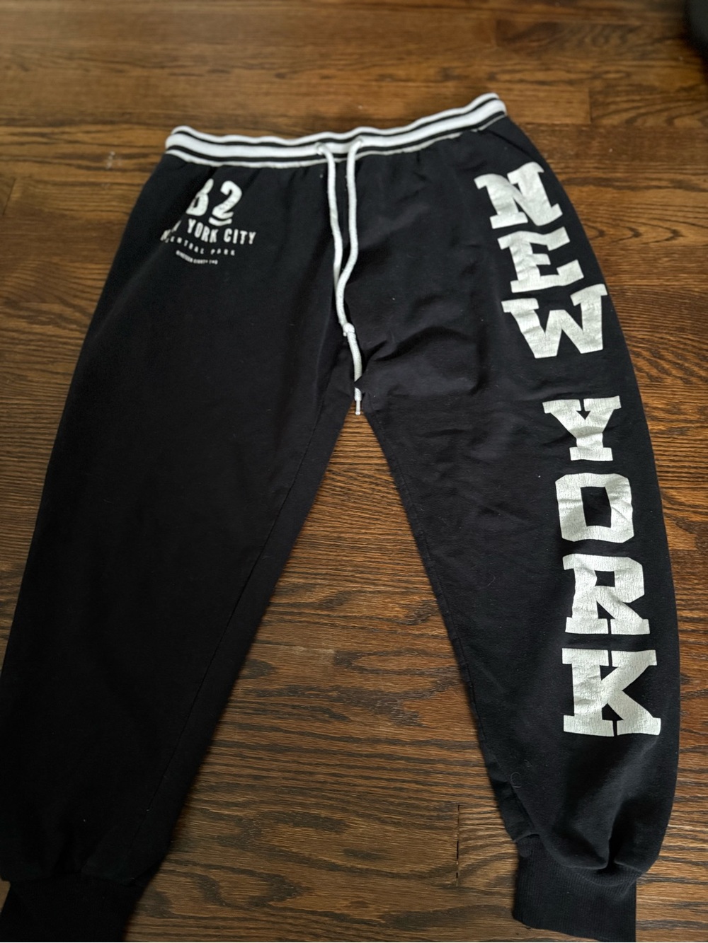 just be Black Joggers with White NEW YORK Side Print